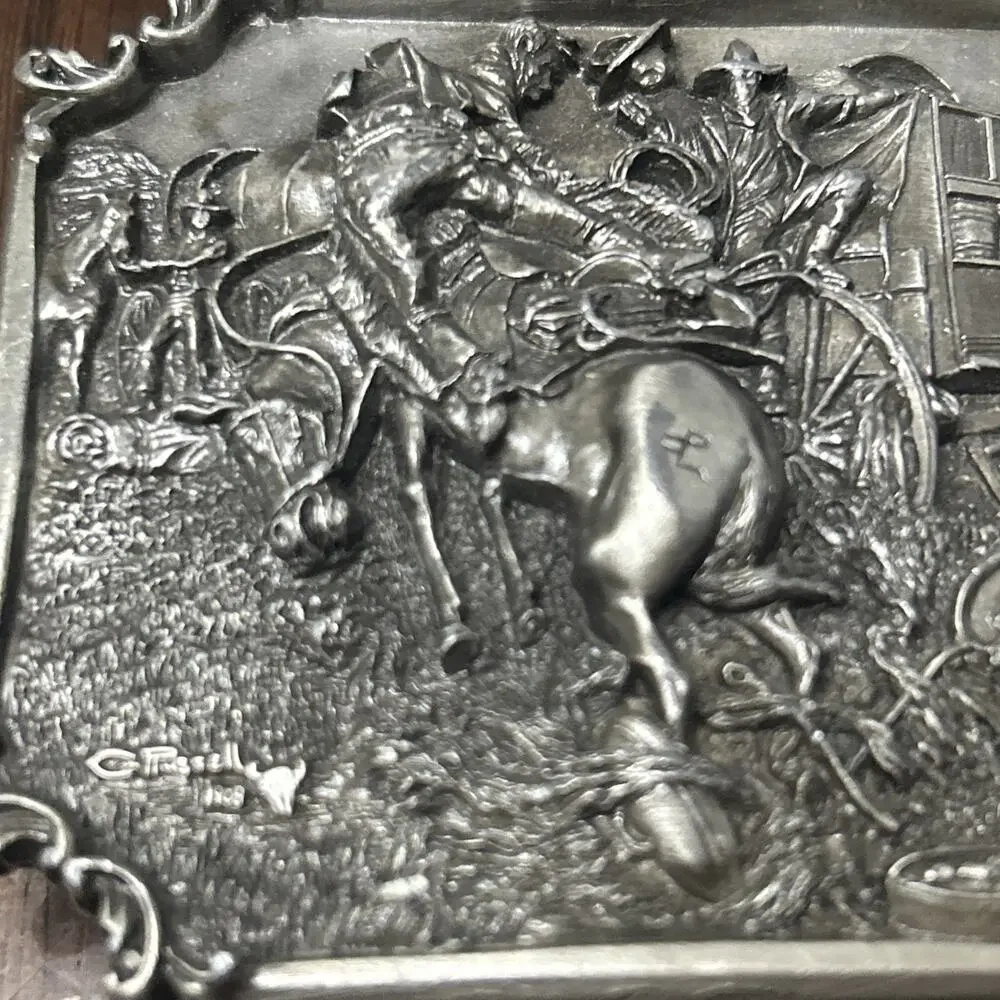 1987 Limited Edition Charles Russell Bronco to Breakfast Belt Buckle #5451